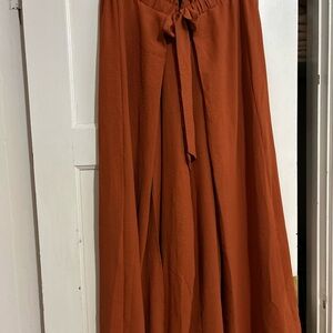 Women's Wide Leg Rust Pants